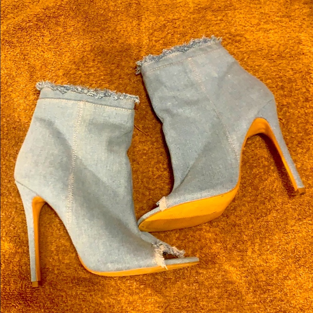 Denim booties
